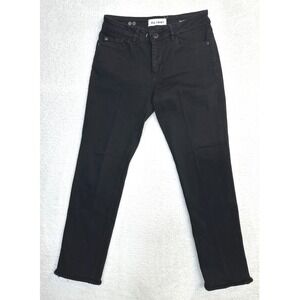 DL1961 Mara Instasculpt Straight Ankle Jeans Black Size 27 Raw Hem